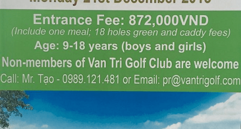 Van tri Junior Golf Tournament - Giải golf dành cho thanh thiếu niên