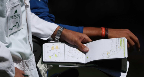 Cận cảnh sự chi tiết trong yardage book của Rickie Fowler