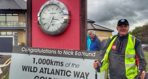 Success! Cancer survivor Nick Edmund completes part one of his charity golf trek