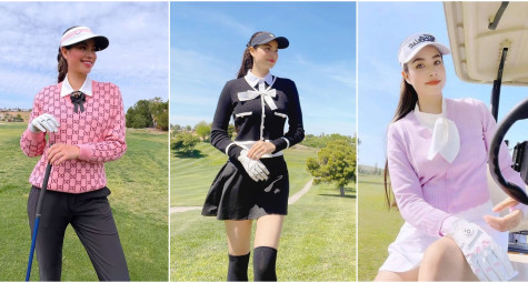 Thời trang sân golf đa màu sắc của Hoa hậu Phạm Hương