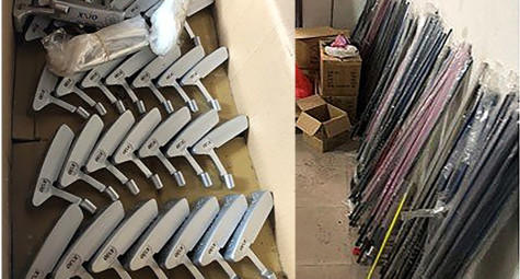 Gần 10.000 gậy golf giả và các phụ kiện bị thu giữ tại Trung Quốc