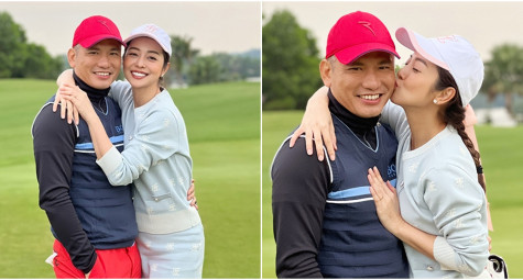 Vợ chồng Hoa hậu Jennifer Phạm hâm nóng tình cảm trên sân golf