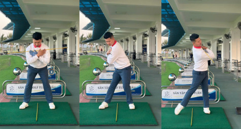 Chuyển áp lực sang trái khi downswing 