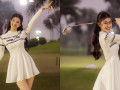Viral loạt ảnh Á hậu Phương Nhi chuẩn “dâu hào môn” trên sân golf