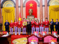 Lê Khánh Hưng phát biểu trong buổi gặp mặt Chủ tịch nước và Đoàn thể thao Việt Nam