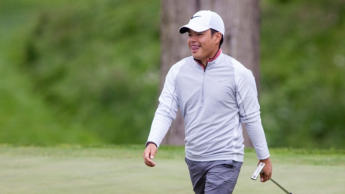 Miguel Luis Tabuena reacts to missing his putt on the fifth hole during 2016 U.S. Open Sectional Qualifying at Lake Merced Golf Club in Daly City, Calif. on Monday, June 6, 2016. (Copyright USGA/Peter DaSilva)