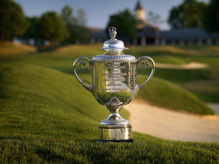 LOUISVILLE, KY - OCTOBER 31: General view of the Rodman Wanamaker Trophy and the 9th hole at the Valhalla Golf Club Course on October 31, 2013 in Louisville, Kentucky. (Photo by Gary Kellner/The PGA of America via Getty Images)