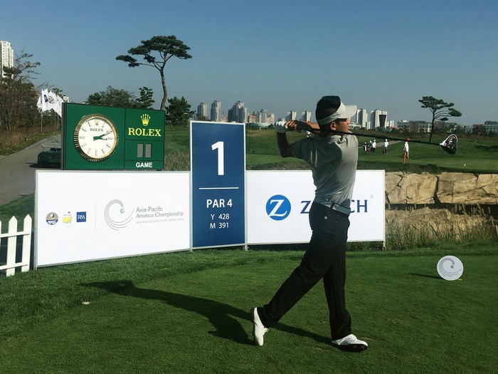 Ngày luyện tập đầu tiên của Trương Chí Quân trên sân Jack Nicklaus GC Korea