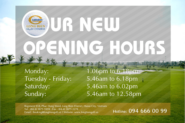 Sân golf Long Biên thay đổi giờ phát bóng mới