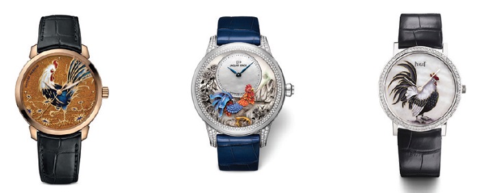 Từ trái sang phải: Classico Year of the Rooster - Jaquet Droz Petite Heure Minute Year of the Rooster - Piaget Altiplano Year of the Rooster