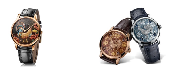 Từ trái sang phải: L.U.C XP Urushi Year of the Rooster - Vacheron Constantin Metiers d'Arts "Legend of the Chinese Zodiac" Rooster