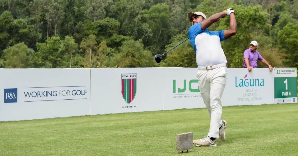 Bangladeshi Mohd Rasel teeing-off in the opening round of the Faldo Series Asia Grand Final. Picture by Kong Koong.