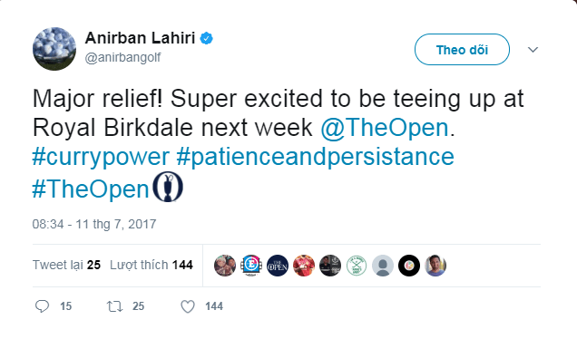 Anirban Lahiri's tweet