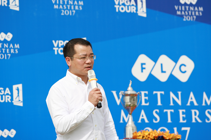 Ông Trần Quang Huy - Tổng Giám đốc Tập đoàn FLC, tập đoàn đầu tiên của Việt Nam đồng hành cùng một giải golf Chuyên nghiệp phát biểu tại lễ trao giải FLC Vietnam Masters 2017.