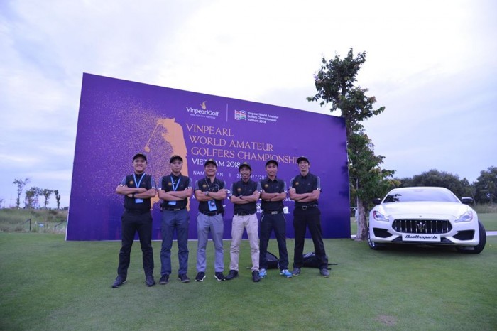 Tổ trọng tài giải Vinpearl WAGC Vietnam 2018 (từ trái qua phải): ông Đinh Hồng Minh, Phùng Mạnh Lộc, Phan Ngọc Tâm, Trần Trọng Đăng Khoa, Nguyễn Hồng Nguyên và Phan Thanh Bình.