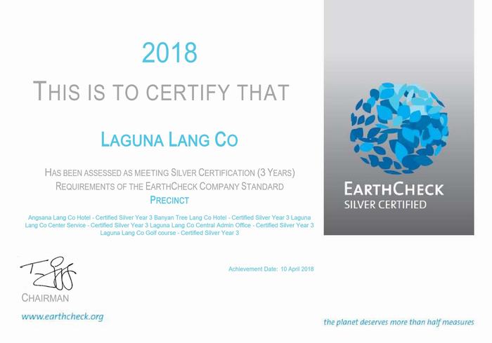 EarthCheck Silver Certification to Laguna Lăng Cô