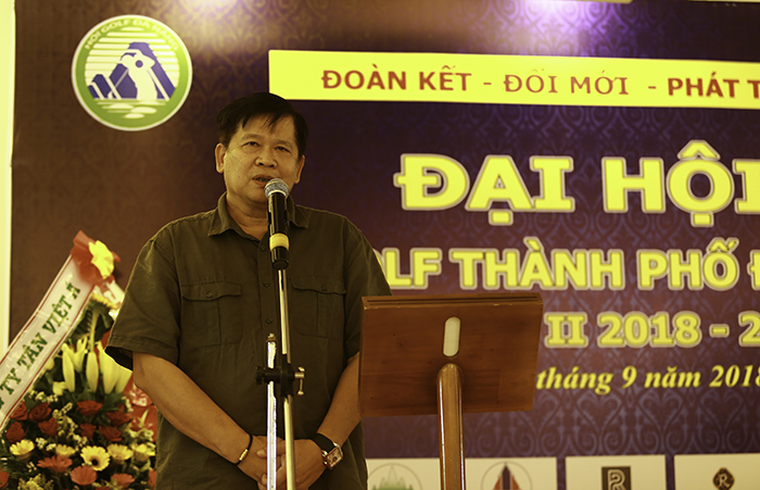 Ông Lê Kiên Thành - Chủ tịch Hiệp hội Golf Việt Nam phát biểu tại Đại hội