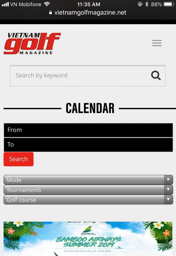 Tìm kiếm giải đấu dễ dàng hơn trên Calendar của Vietnam Golf Magazine