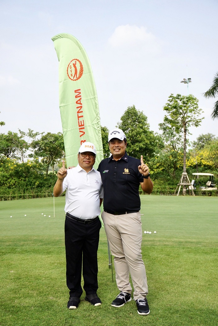 Hai diễn giả Golf coach Ngô Thanh Sơn đến từ Học viện SGA và Pro coach Pompetch Sarabuddhi đến từ Thái Lan