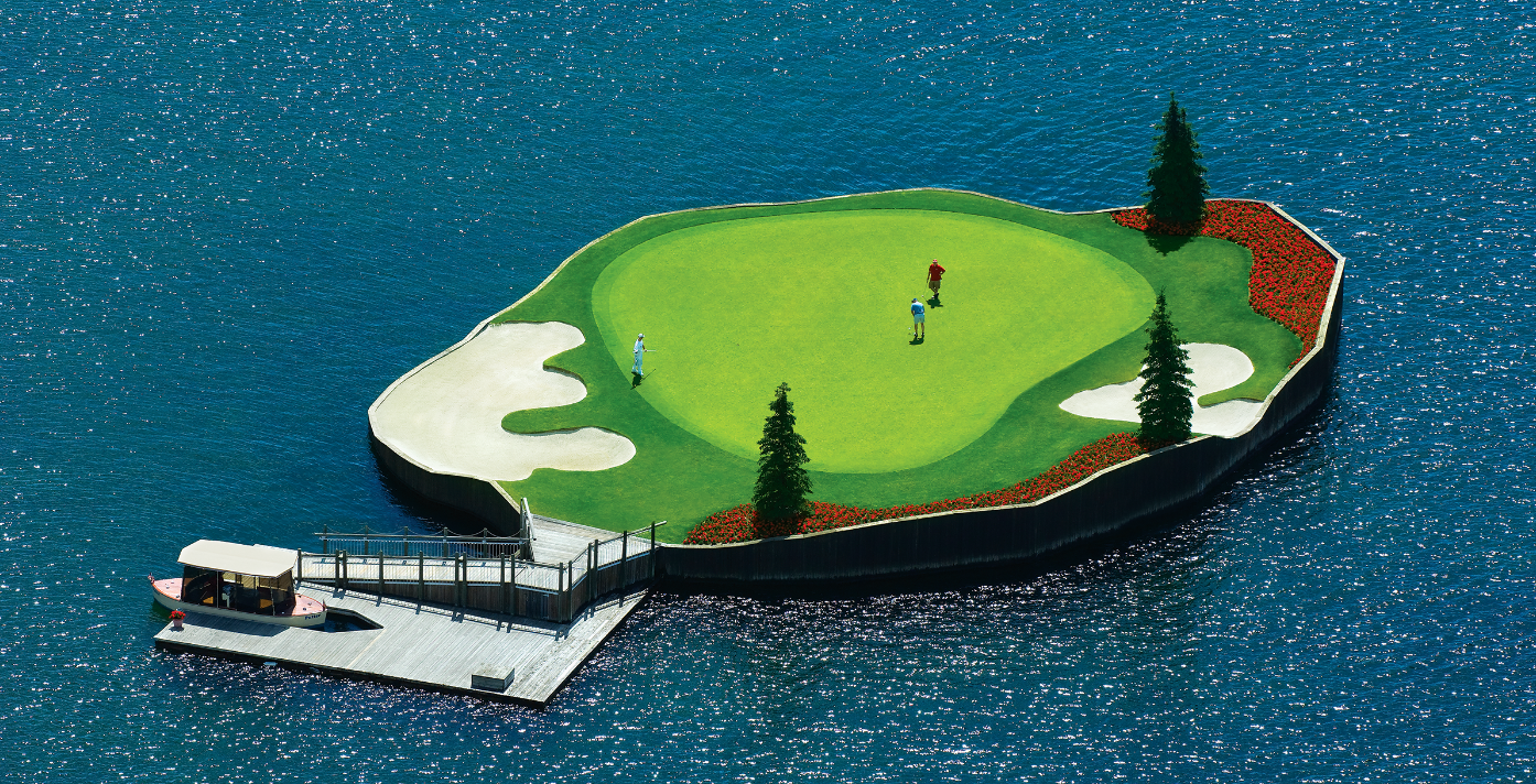 Hố golf trôi trên mặt hồ độc đáo nhất thế giới
