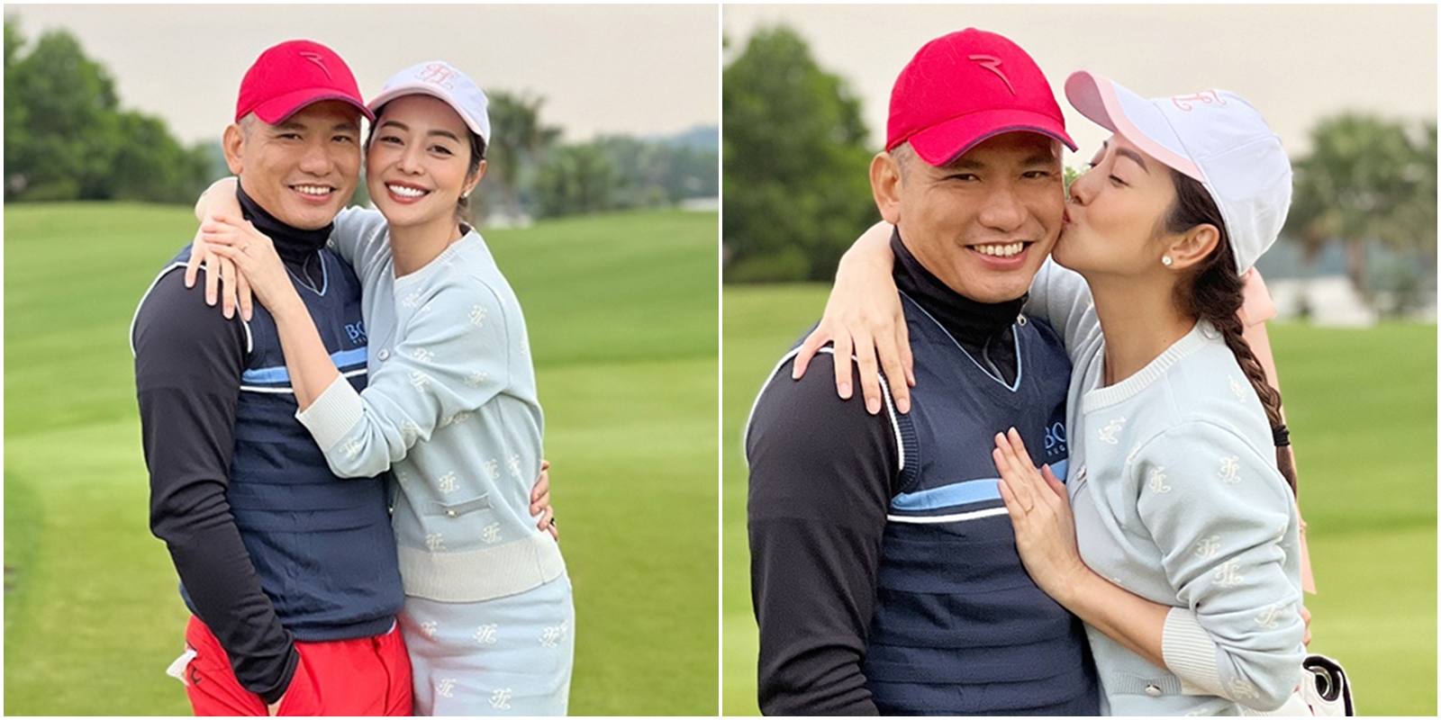 Vợ chồng Hoa hậu Jennifer Phạm hâm nóng tình cảm trên sân golf