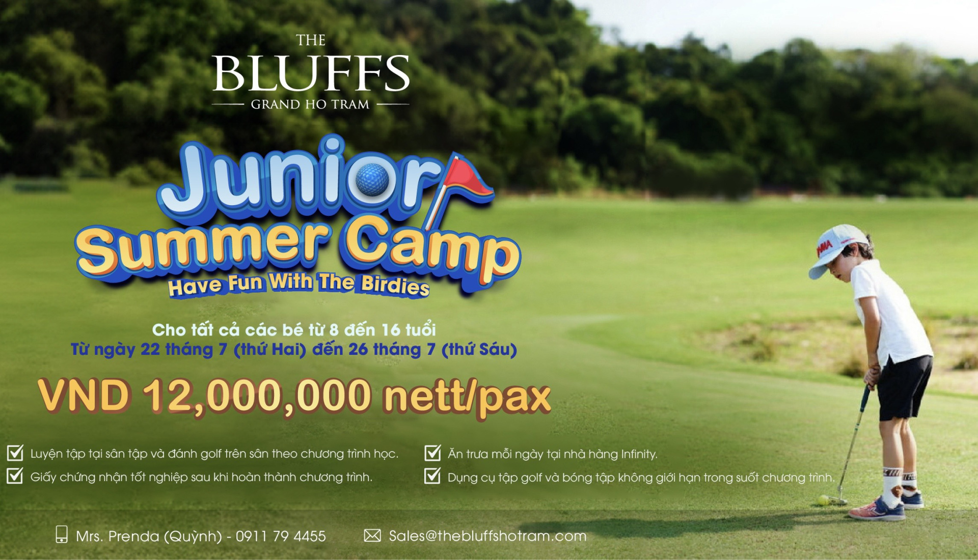 Niềm vui mùa hè bất tận dành cho golfer nhí tại The Bluffs Grand Ho Tram